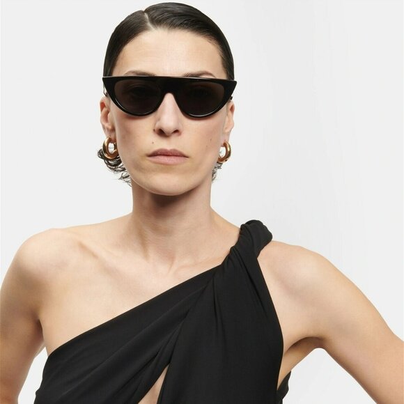 BRAND NEW Celine CL40228I 01A Shiny Black Smoke Grey Geometric Women Sunglasses - Picture 9 of 10